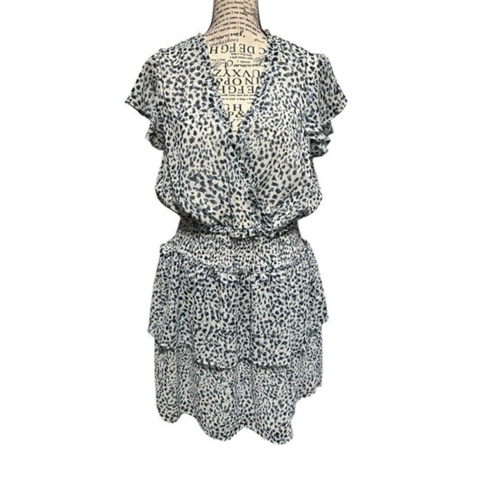 Slate & Willow Womens Blue/white Floral Layered Ruffle Boho‎ Coastal Vibe Large